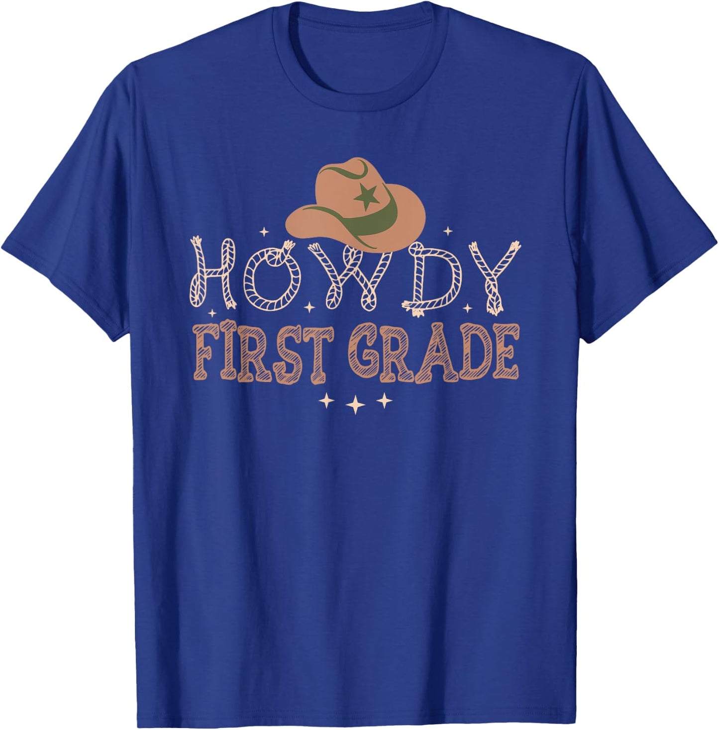 Howdy 1st Grade Teacher Rodeo Back To School Western Cowboy T-Shirt - T-Shirt | Royal