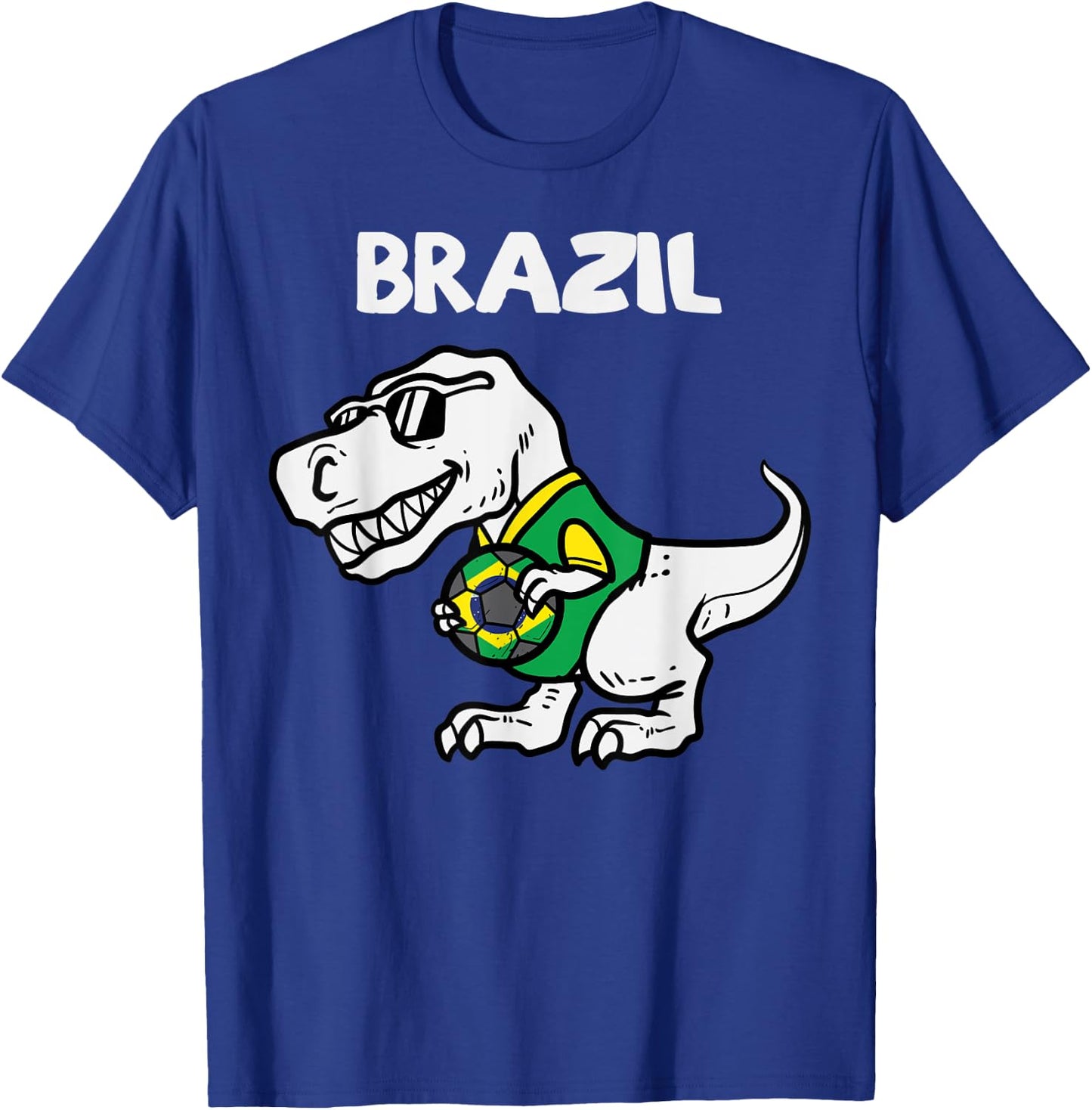 Brazil Trex Dino Brazilian Flag Soccer Fan Boys Kids Toddler T-Shirt - T-Shirt | Royal