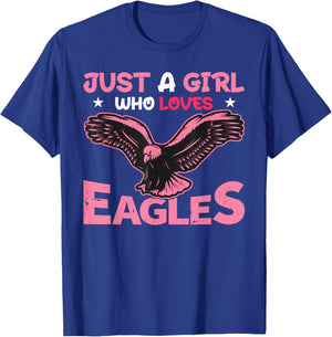 Women Just a Girl Who Loves Eagles Girls Bald Eagle Lover T-Shirt - T-Shirt | Royal