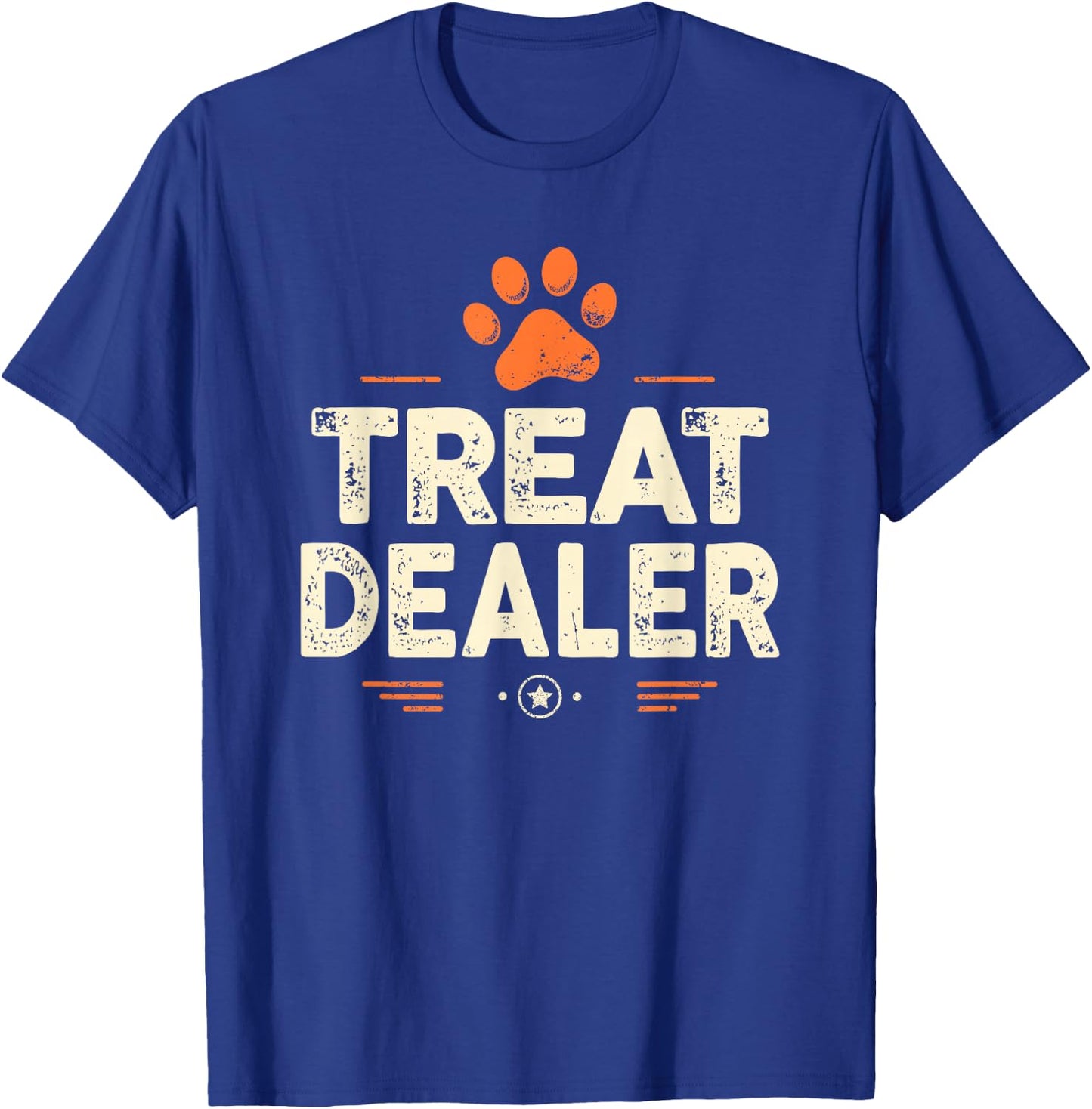 Dog Treat Dealer Funny Humor Dog Owner Paw Print Pet Lover T-Shirt - T-Shirt | Royal