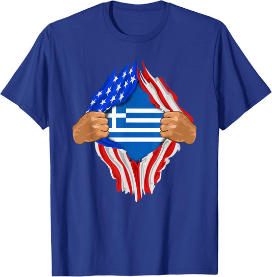Greek Blood Inside Me | Greece Flag Gift T-Shirt - T-Shirt | Royal