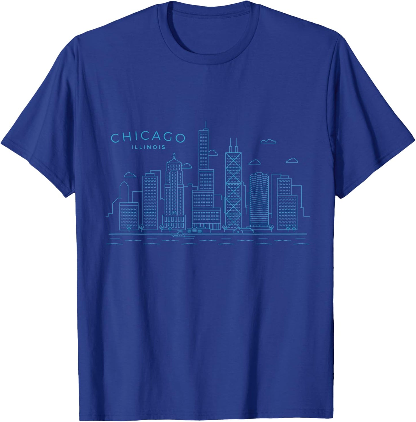Chicago Skyline Vintage Chicago Illinois T-Shirt - T-Shirt | Royal