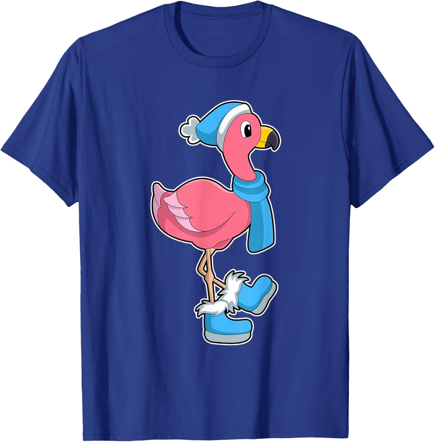 Flamingo Winter Scarf T-Shirt - T-Shirt | Royal