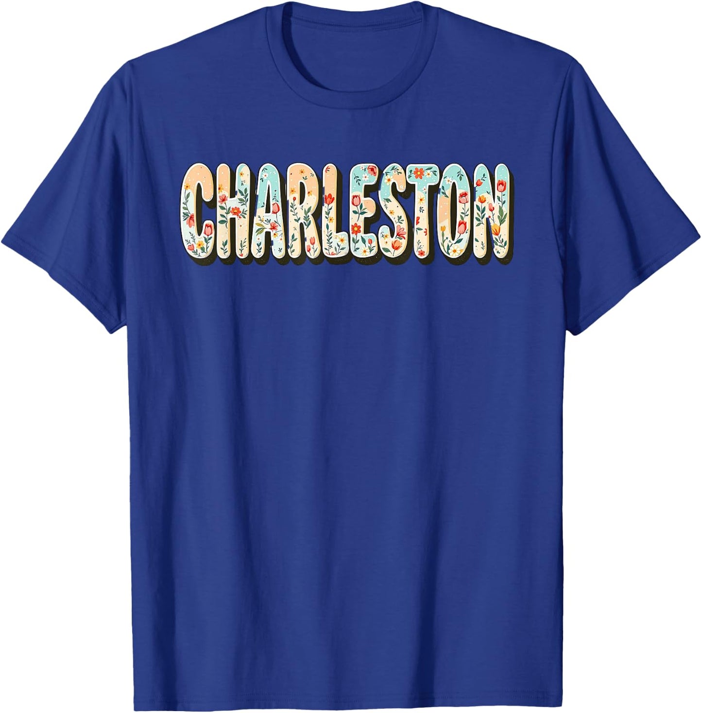 Charleston SC Bachelorette, Vintage 70s Retro Wildflowers T-Shirt - T-Shirt | Royal