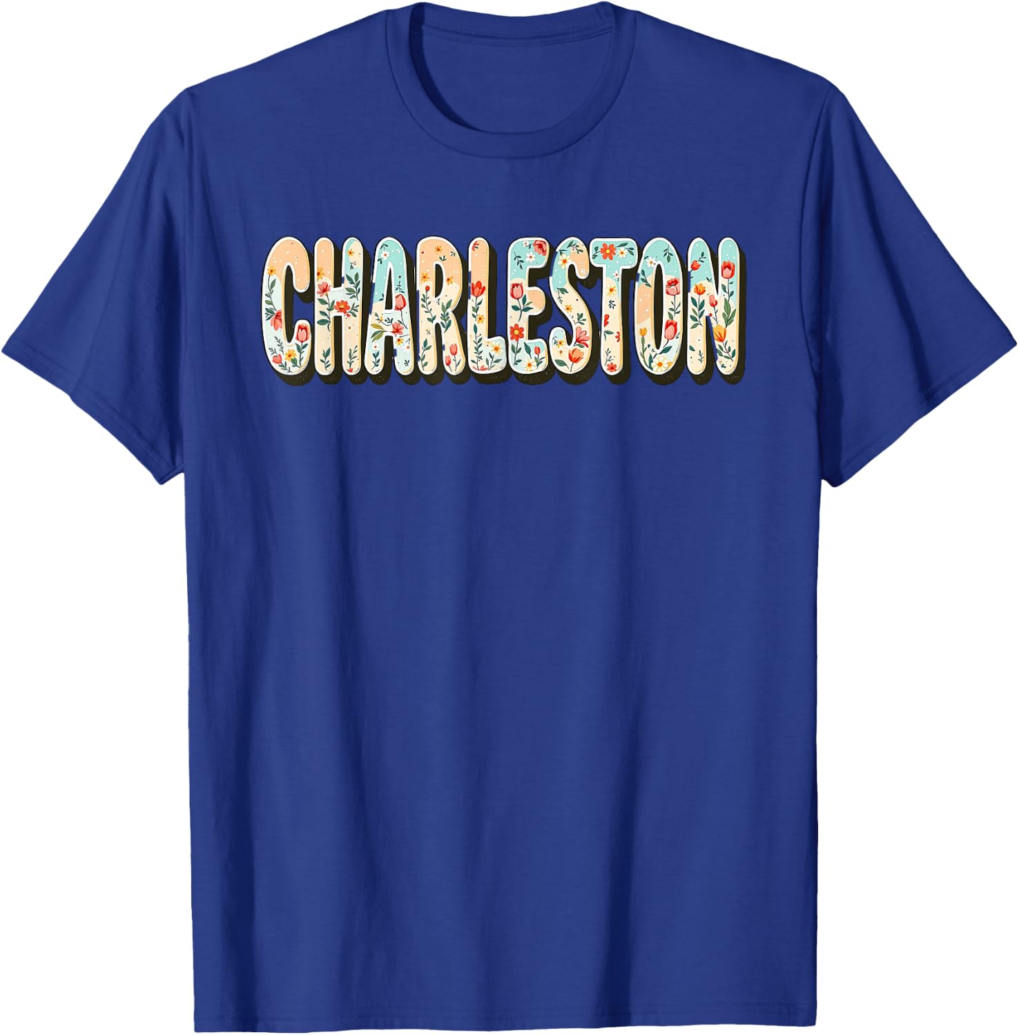 Charleston SC Bachelorette, Vintage 70s Retro Wildflowers T-Shirt - T-Shirt | Royal