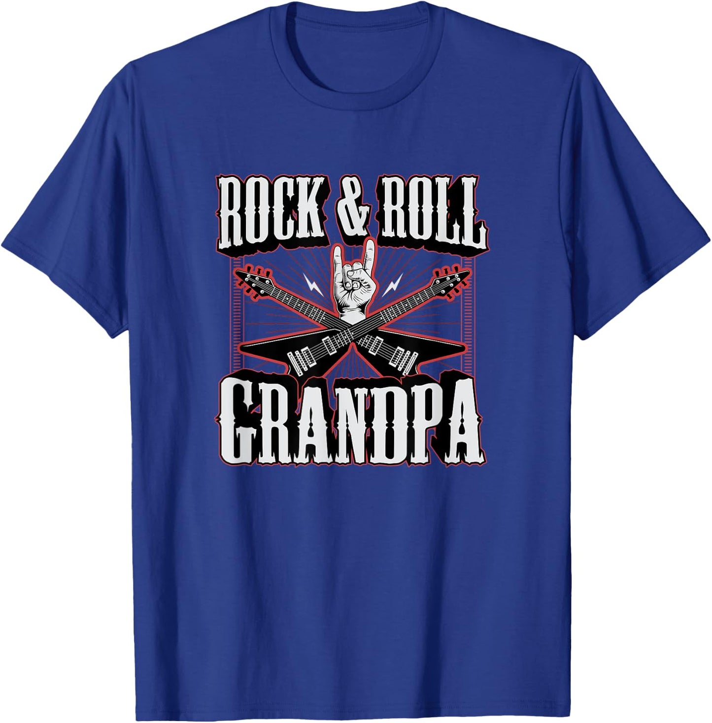 Rock and Roll Grandpa Vintage Guitar Musician Music Lover T-Shirt - T-Shirt | Royal