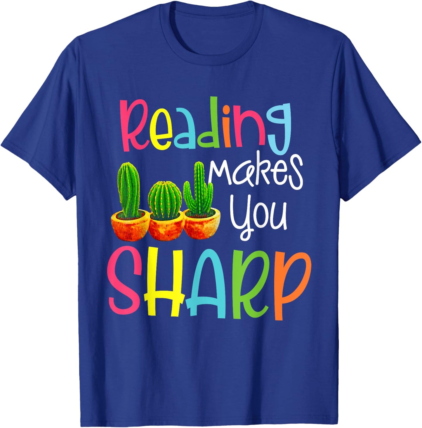 Reading Cactus ELA Teacher Sharp - Cute Reading Teacher Men Women Kids T-Shirt - T-Shirt | Royal