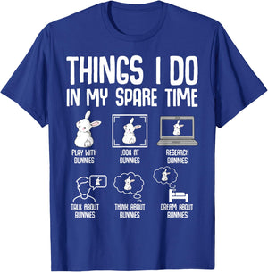 Things I Do In My Spare Time Bunny Rabbit Girls Kids T-Shirt - T-Shirt | Royal