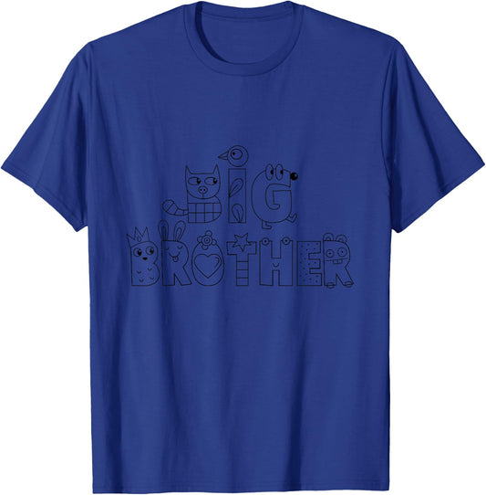 Kids Big Brother Coloring DIY Kit with Fabric Markers Toddler T-Shirt - T-Shirt | Royal