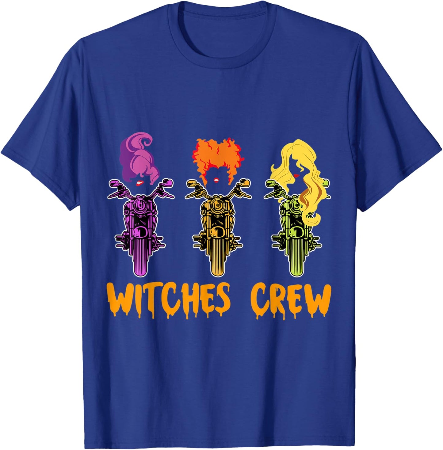 Witches Crew With Chopper Motorcycle for Halloween T-Shirt - T-Shirt | Royal