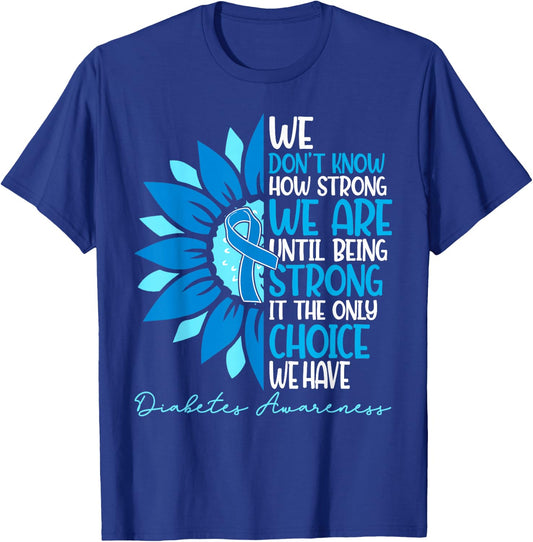 Sunflower Ribbon Blue Support Squad Diabetes Awareness T1D T-Shirt - T-Shirt | Royal