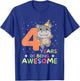 Kids Hippo 4th Birthday For Kids Four Years Old T-Shirt - T-Shirt | Royal