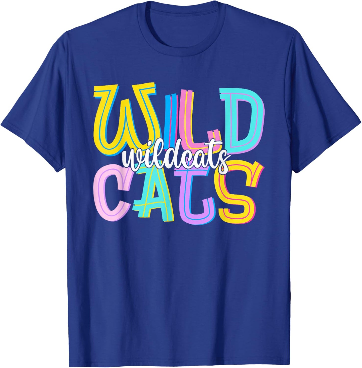 Wildcats School Spirit Groovy Back to School Girls T-Shirt - T-Shirt | Royal
