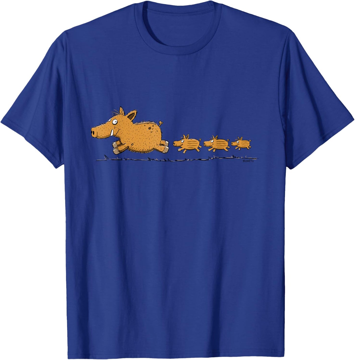 Lustiges Wildschwein Motiv mit Frischlingen Cartoon Waldtier T-Shirt - T-Shirt | Royal