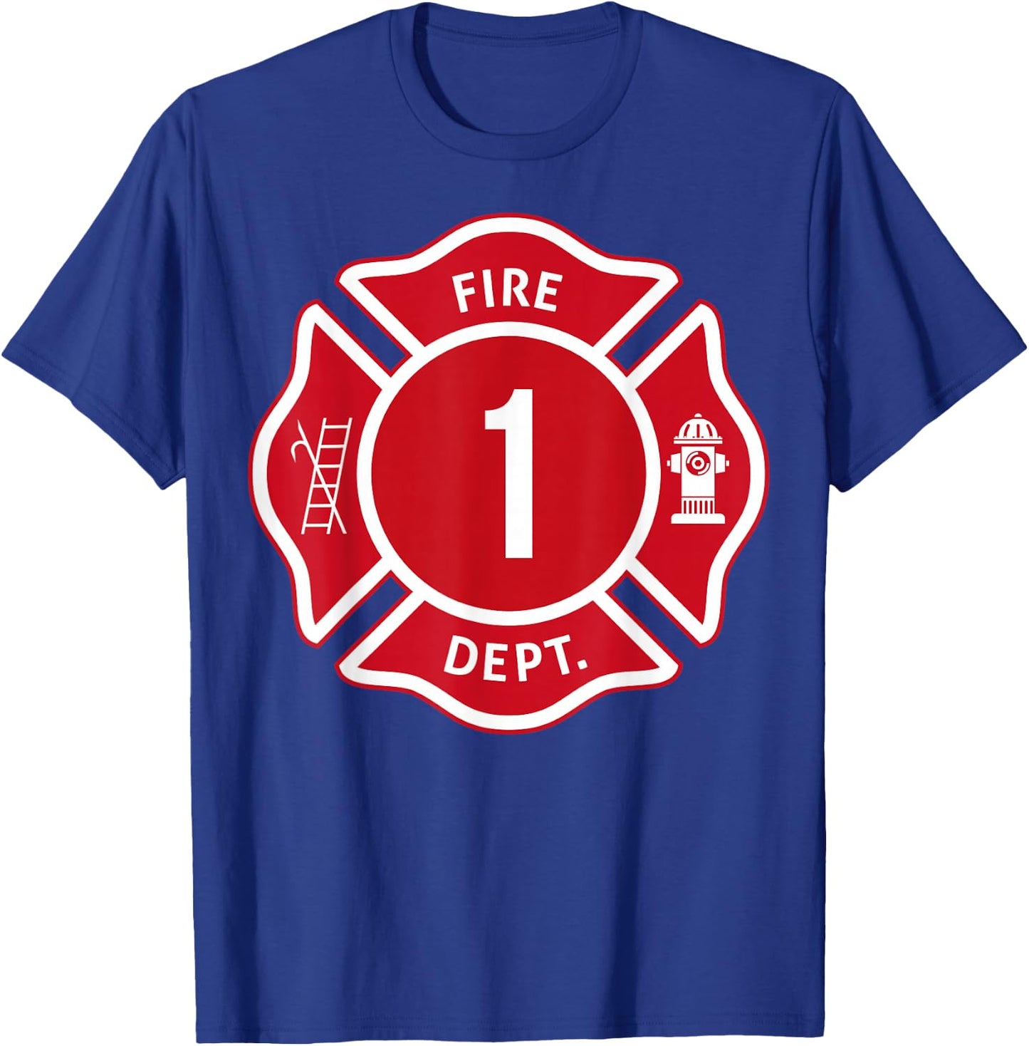 Kids Fire Truck 1st Birthday Boy Firefighter 1 Year Old T-Shirt - T-Shirt | Royal