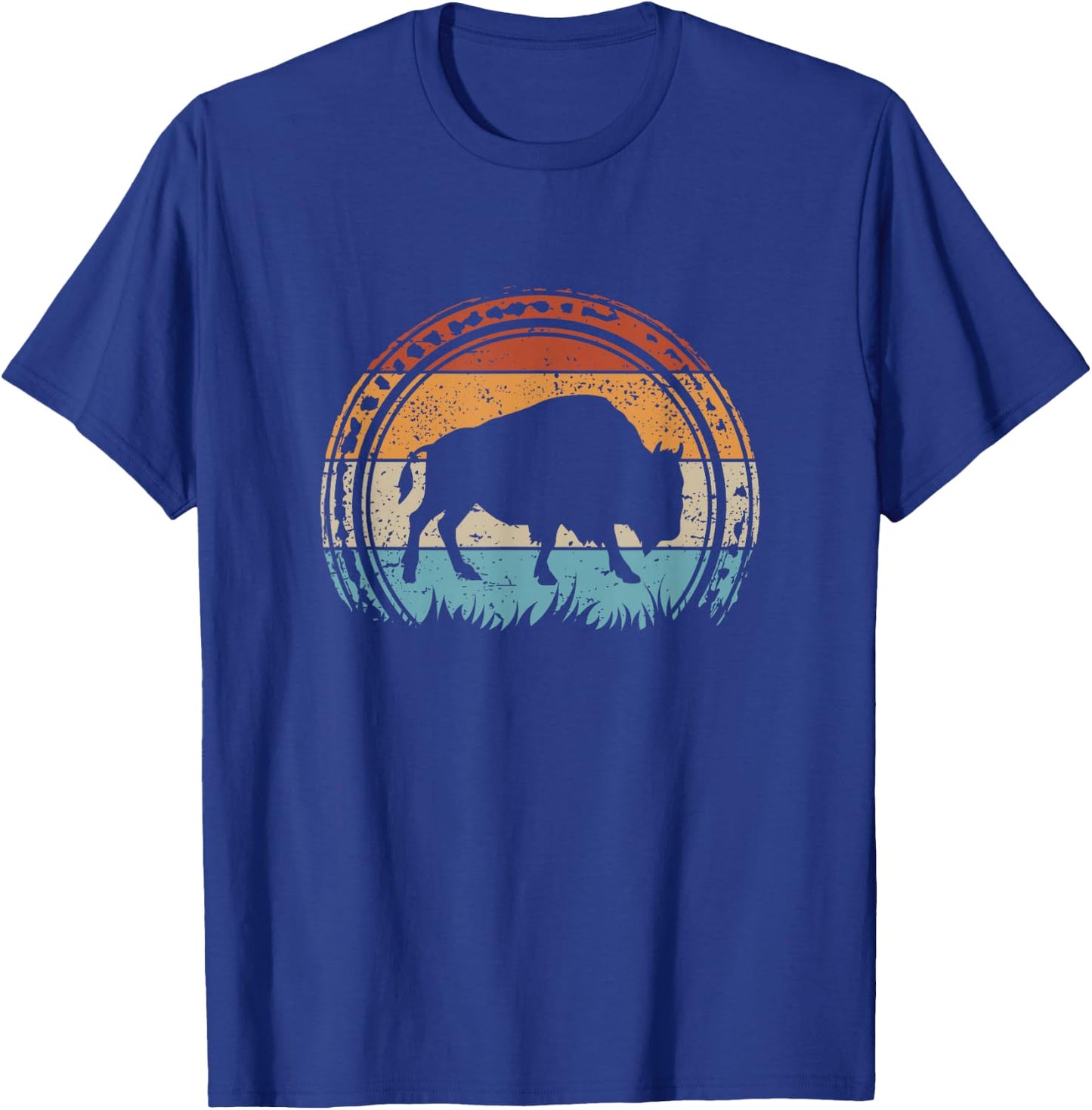 Retro Bison National Park Vintage American Buffalo T-Shirt - T-Shirt | Royal