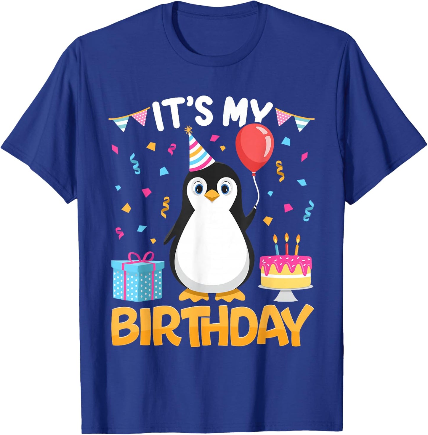 Its My Birthday Penguin BDay Party Anniversary Girl Boy Kids T-Shirt - T-Shirt | Royal