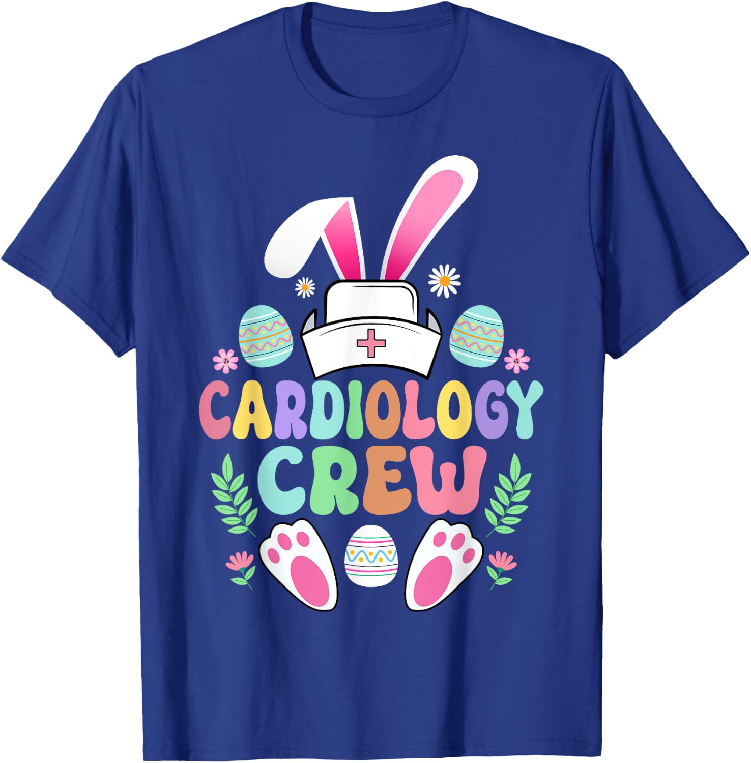 Cardiology Crew Easter Bunny Cardiac Nurse Happy Easter Day T-Shirt - T-Shirt | Royal