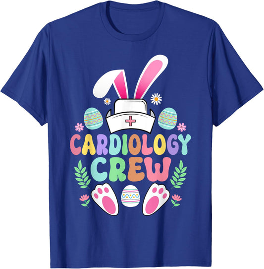 Cardiology Crew Easter Bunny Cardiac Nurse Happy Easter Day T-Shirt - T-Shirt | Royal
