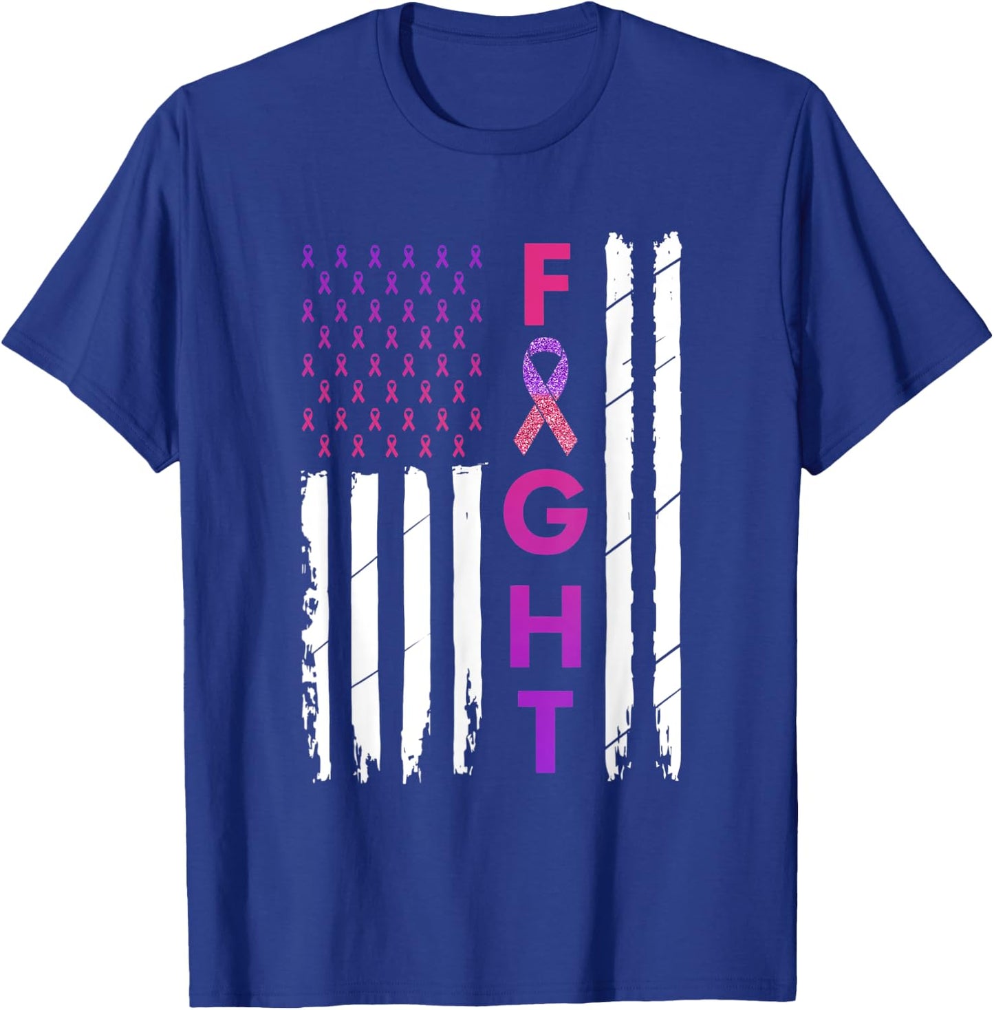 Breast Cancer & Domestic Violence Awareness Fight Survivor T-Shirt - T-Shirt | Royal