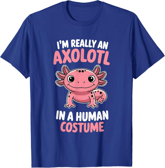 I'm Really an Axolotl in a Human Costume Kids Halloween T-Shirt - T-Shirt | Royal