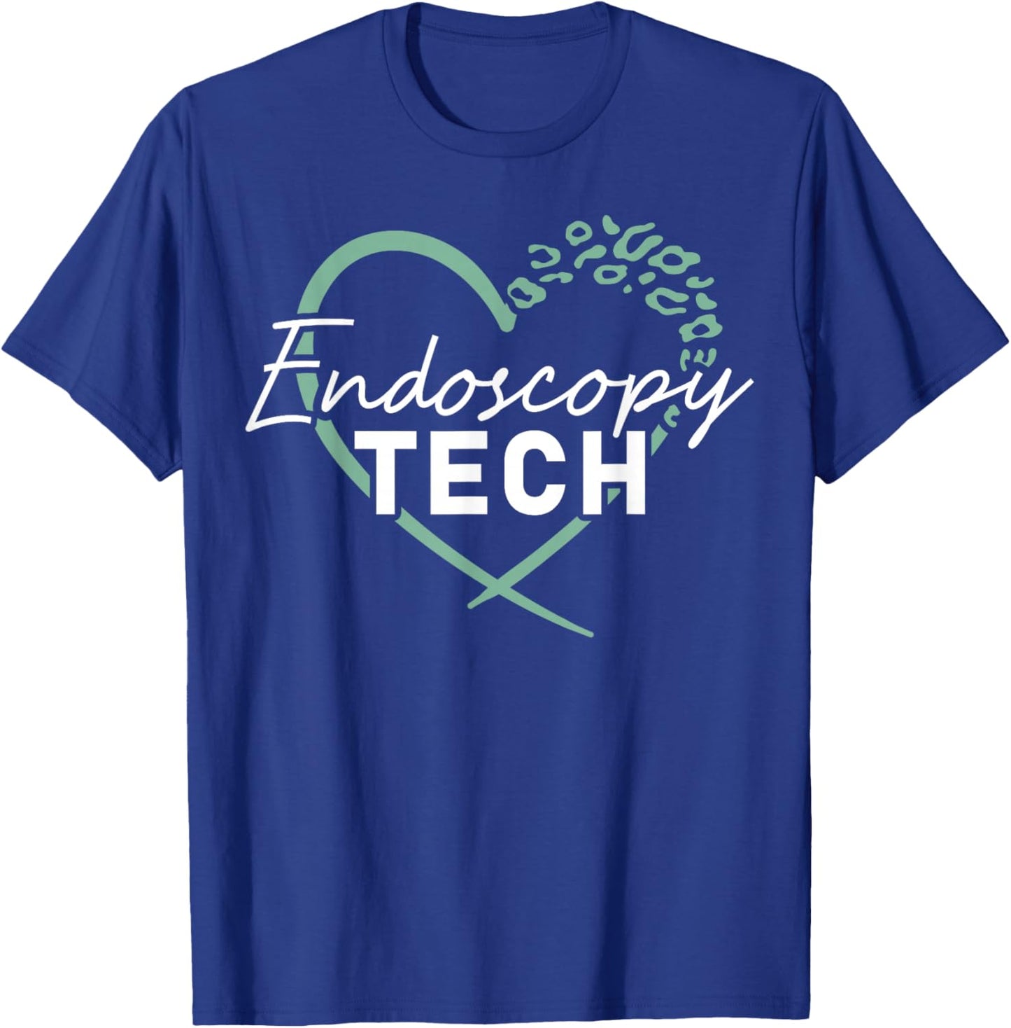 Endoscopy Tech Technician Heart Leopard T-Shirt - T-Shirt | Royal