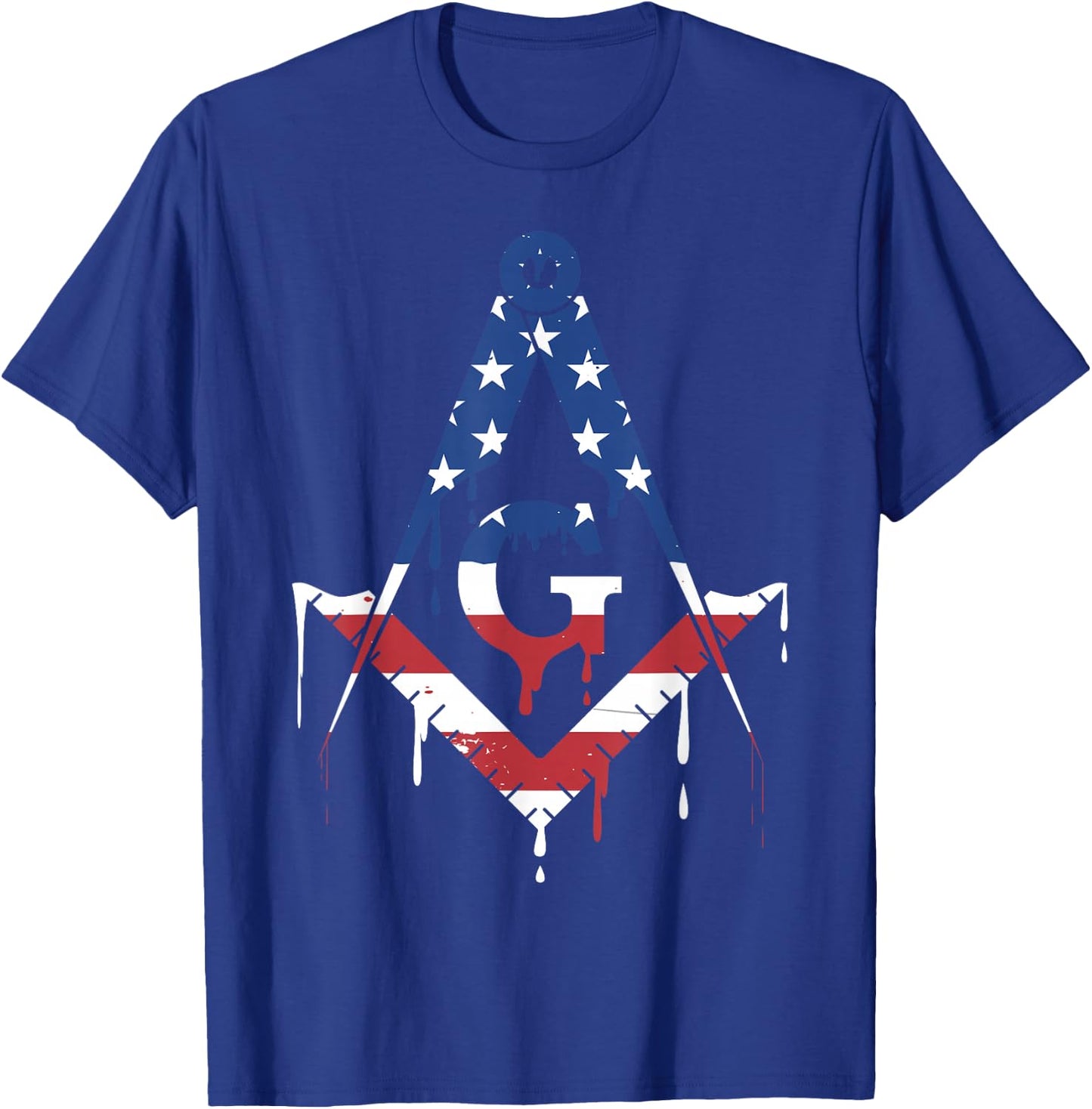Freemason Masonic Freemasonry American Flag USA Drip T-Shirt - T-Shirt | Royal