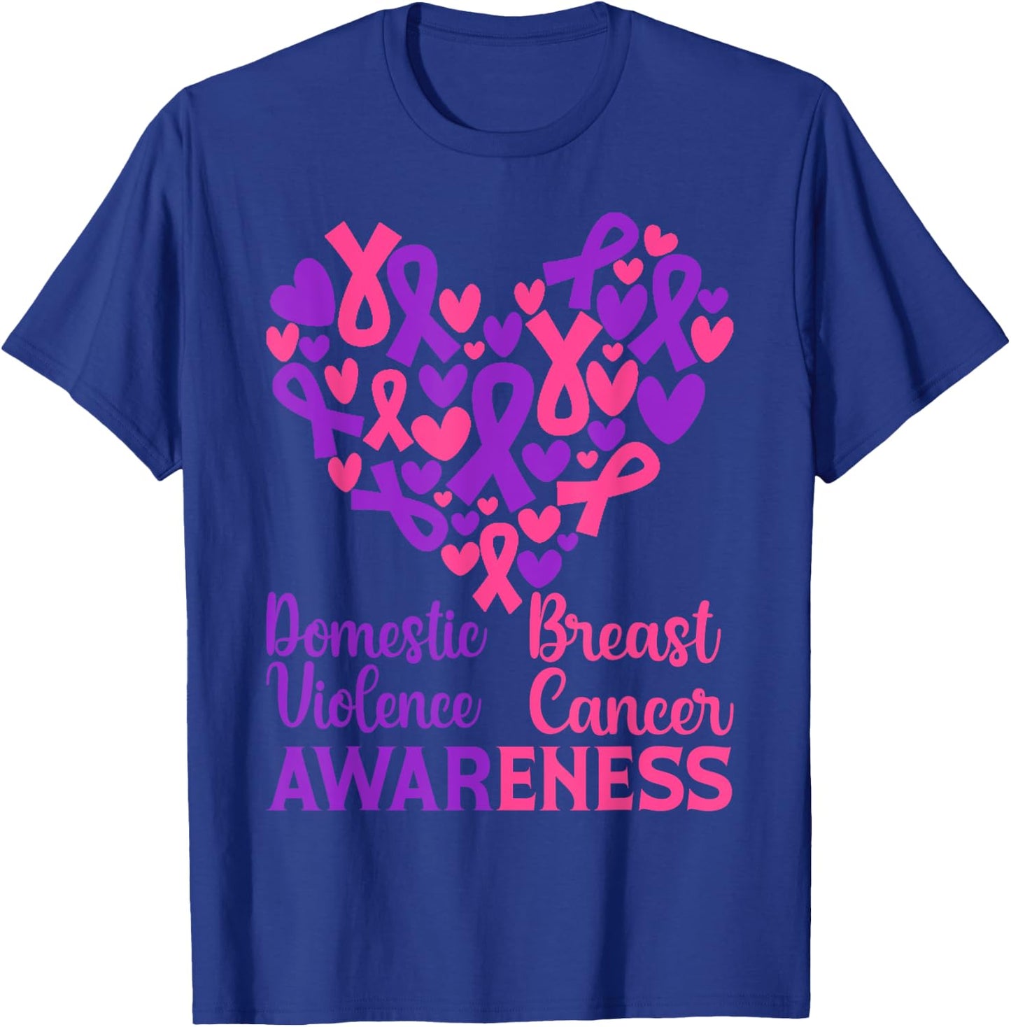 Domestic Violence & Breast Cancer Awareness Month Warrior T-Shirt - T-Shirt | Royal
