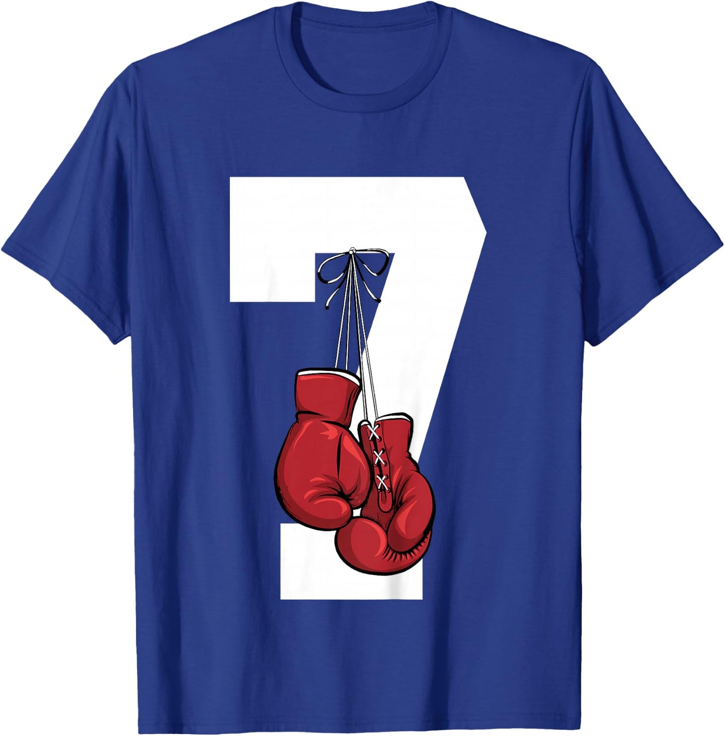 Boxing 7 Year Boxer 7th Birthday T-Shirt - T-Shirt | Royal
