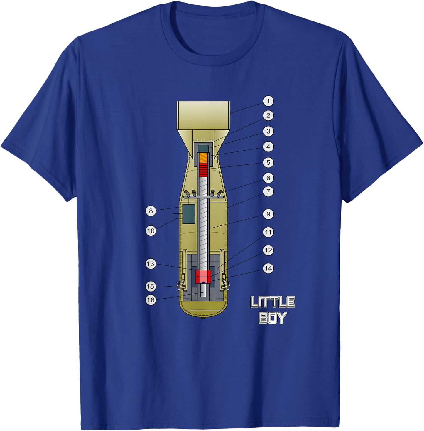 Little Boy - Nuke Bomb Diagram - Nuclear Warhead Missile T-Shirt - T-Shirt | Royal