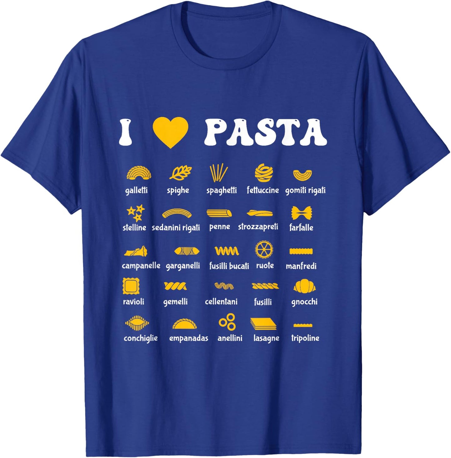 Pasta Varieties Spaghetti Noodles Italy Gift Pasta , black, s T-Shirt - T-Shirt | Royal