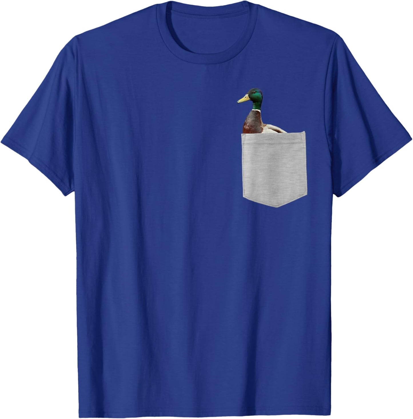 Animal in Your Pocket Funny Mallard Duck Peeking Out T-Shirt - T-Shirt | Royal