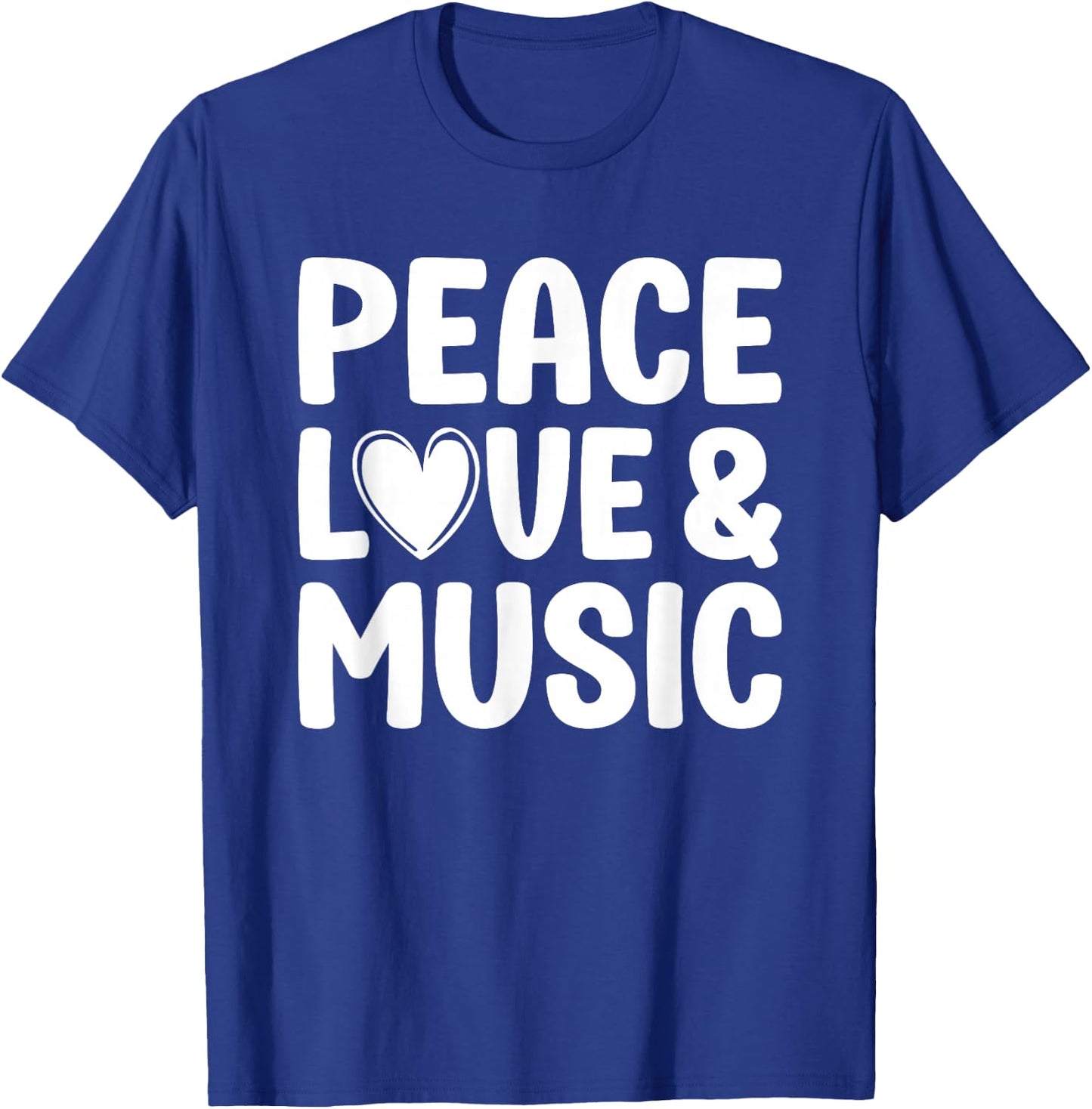 Peace Love and Music for Music Teachers and Music Fans, -Adults, Black, Small T-Shirt - T-Shirt | Royal