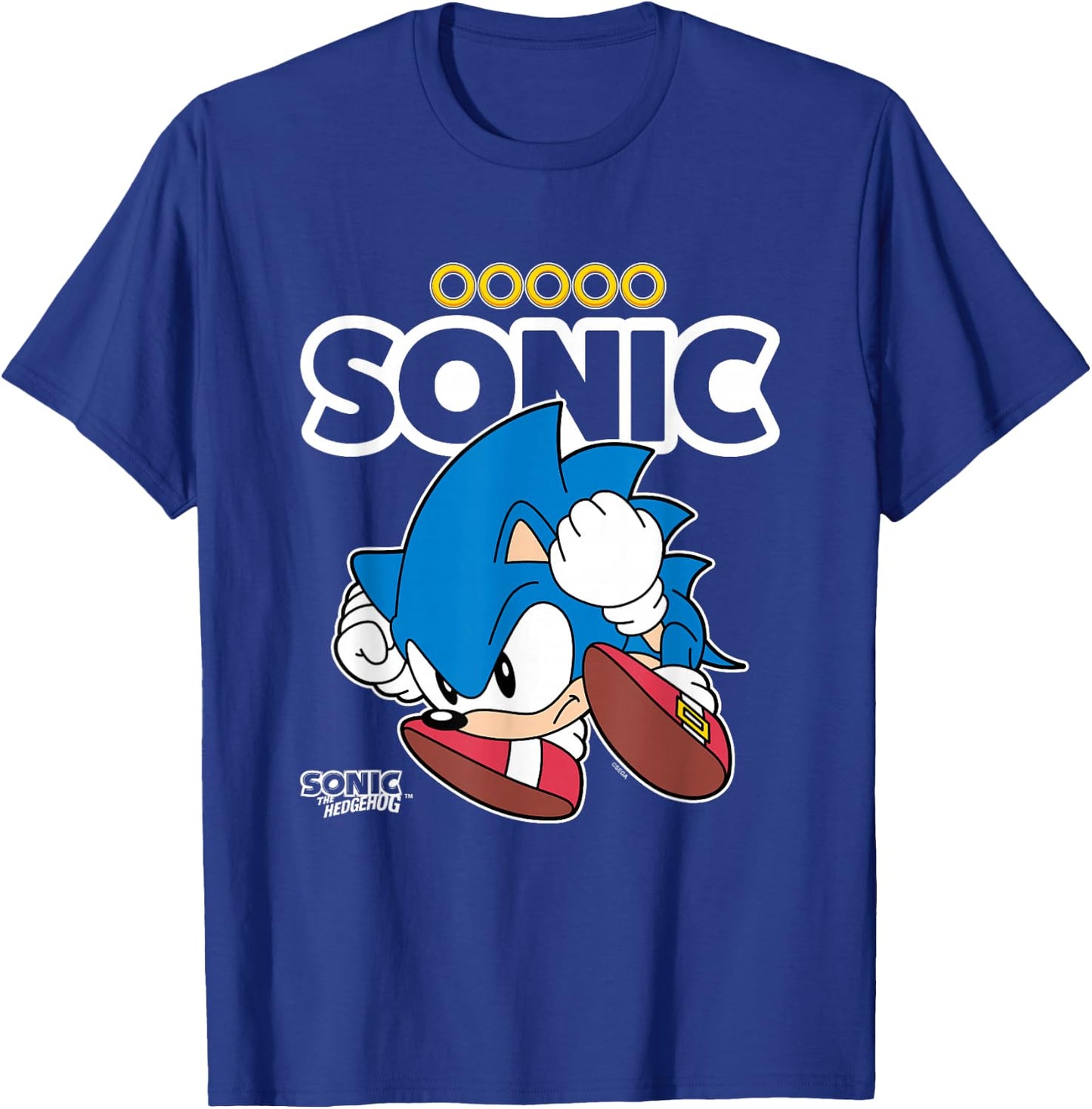 Sonic The Hedgehog Sonic Crawled Up In A Ball Retro Shot T-Shirt - T-Shirt | Royal
