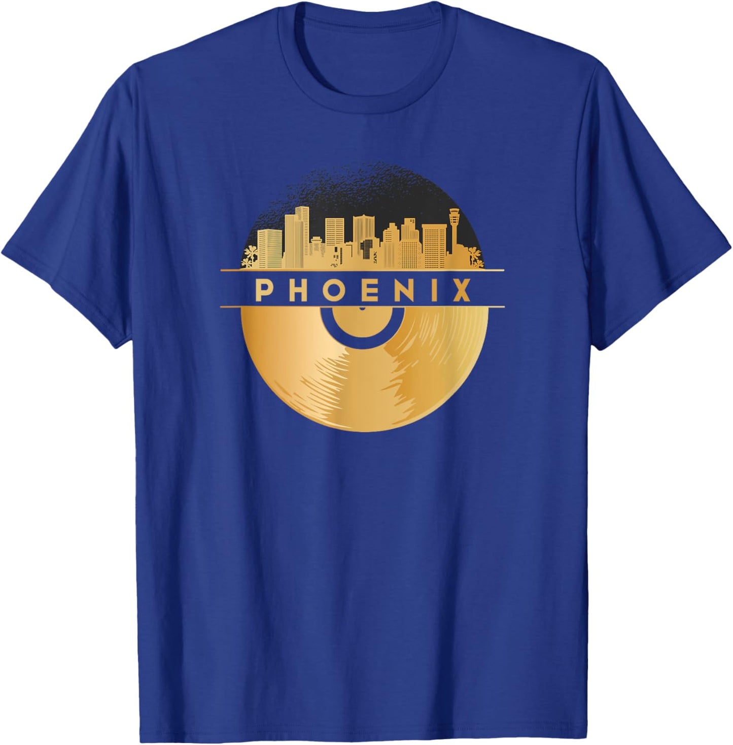 Vinyl-Record-Player Disco-Music Skyline-USA-Phoenix T-Shirt - T-Shirt | Royal