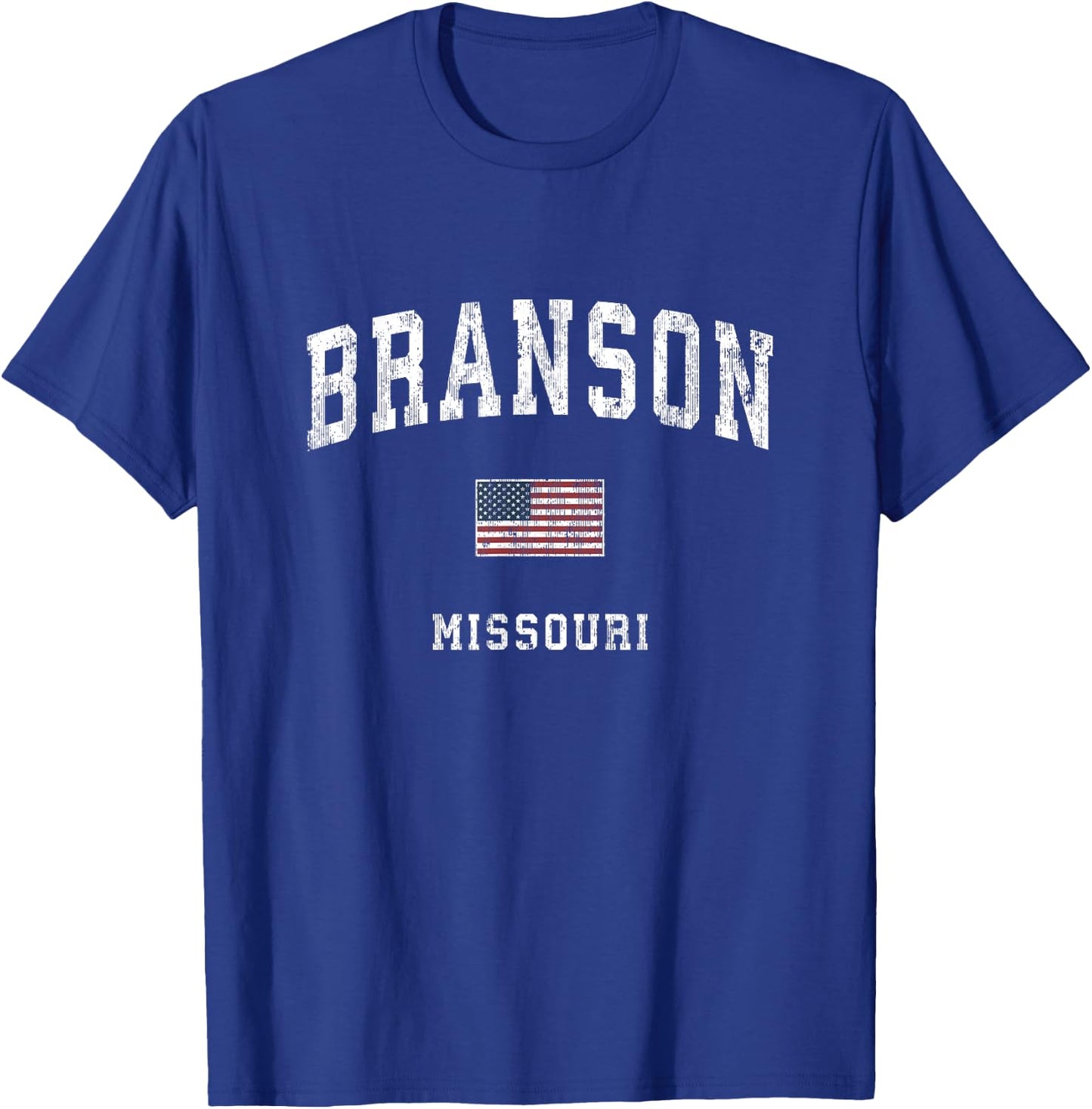Branson Missouri MO Vintage American Flag Sports Design Kids Men T-Shirt - T-Shirt | Royal
