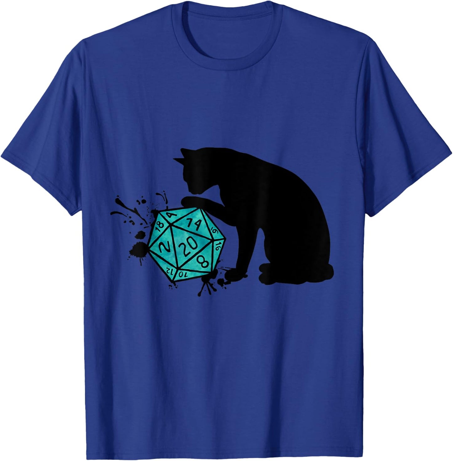 Nerdy Cat with D20 Cube - Cat Lovers T-Shirt - T-Shirt | Royal
