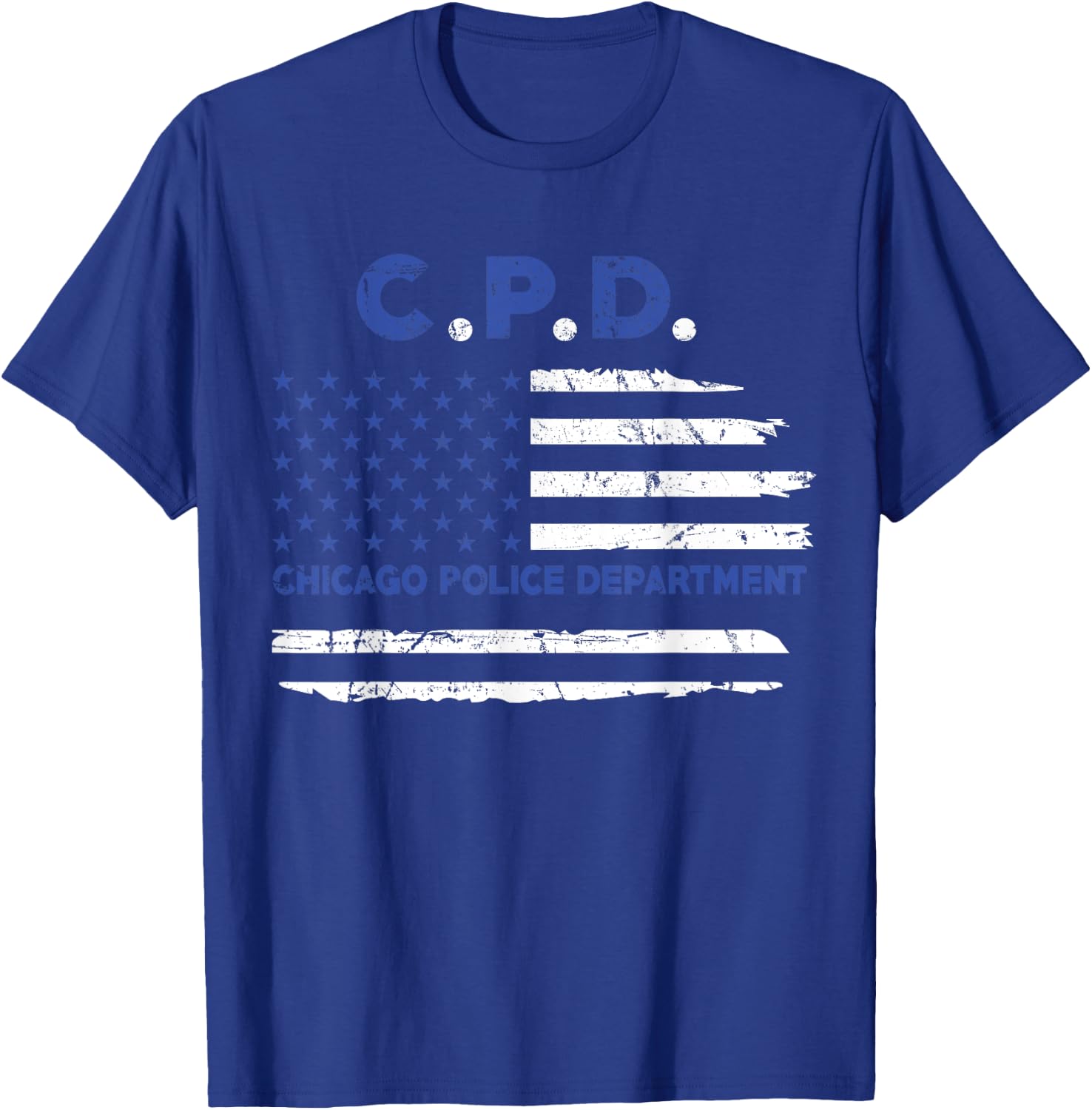 Chicago Police Officer American Flag Thin Blue Line Men T-Shirt - T-Shirt | Royal