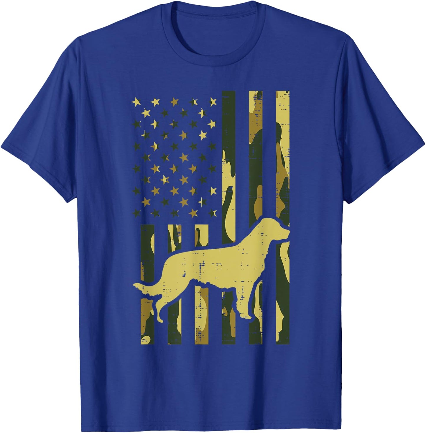 Camo US Flag Golden Retriever Vintage Pet Dog Patriotic Gift Women Kids Men T-Shirt - T-Shirt | Royal