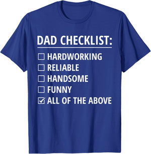 Dad Checklist Funny Father's Day Husband Dad Jokes T-Shirt - T-Shirt | Royal