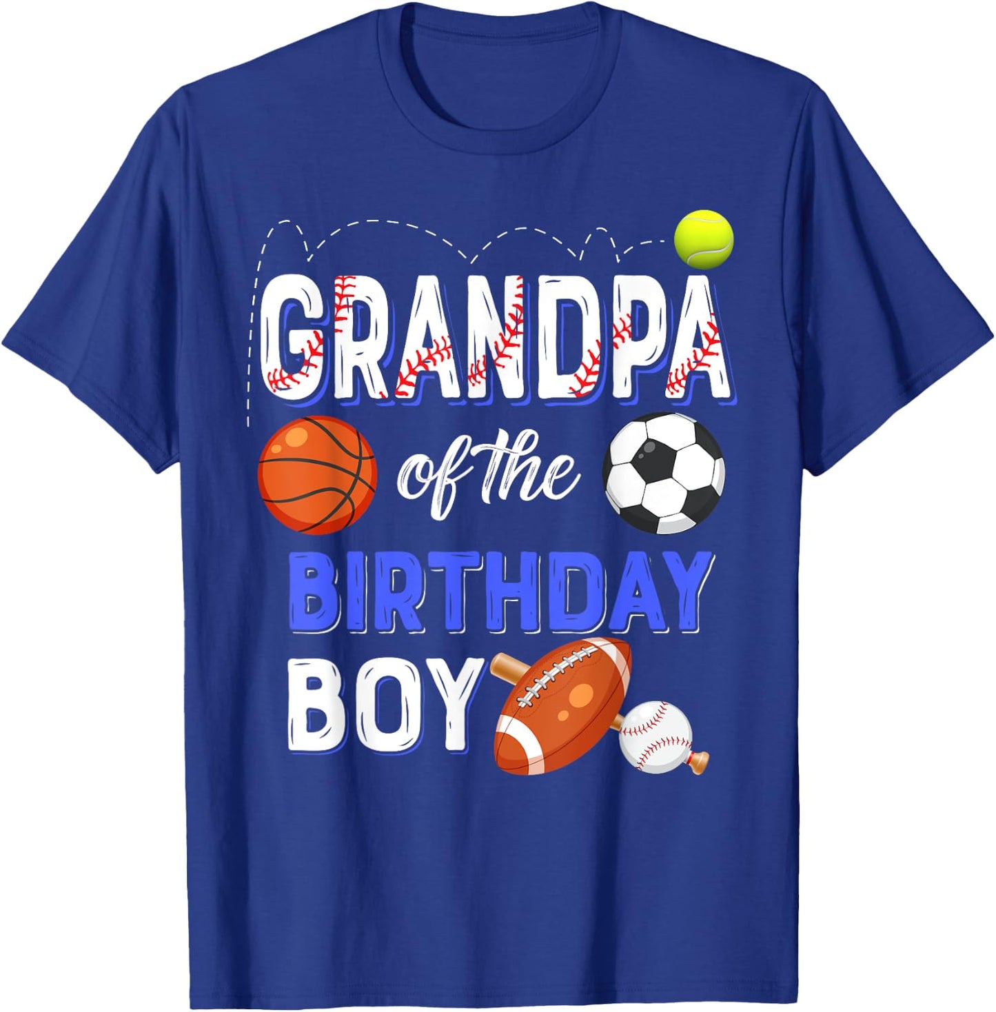 Grandpa Of The Birthday Boy Sports 1st Family Matching Party T-Shirt - T-Shirt | Royal