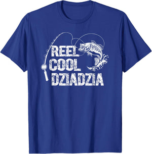 Reel Cool Dziadzia Design with Fish and Fishing Rod Grandpa T-Shirt - T-Shirt | Royal