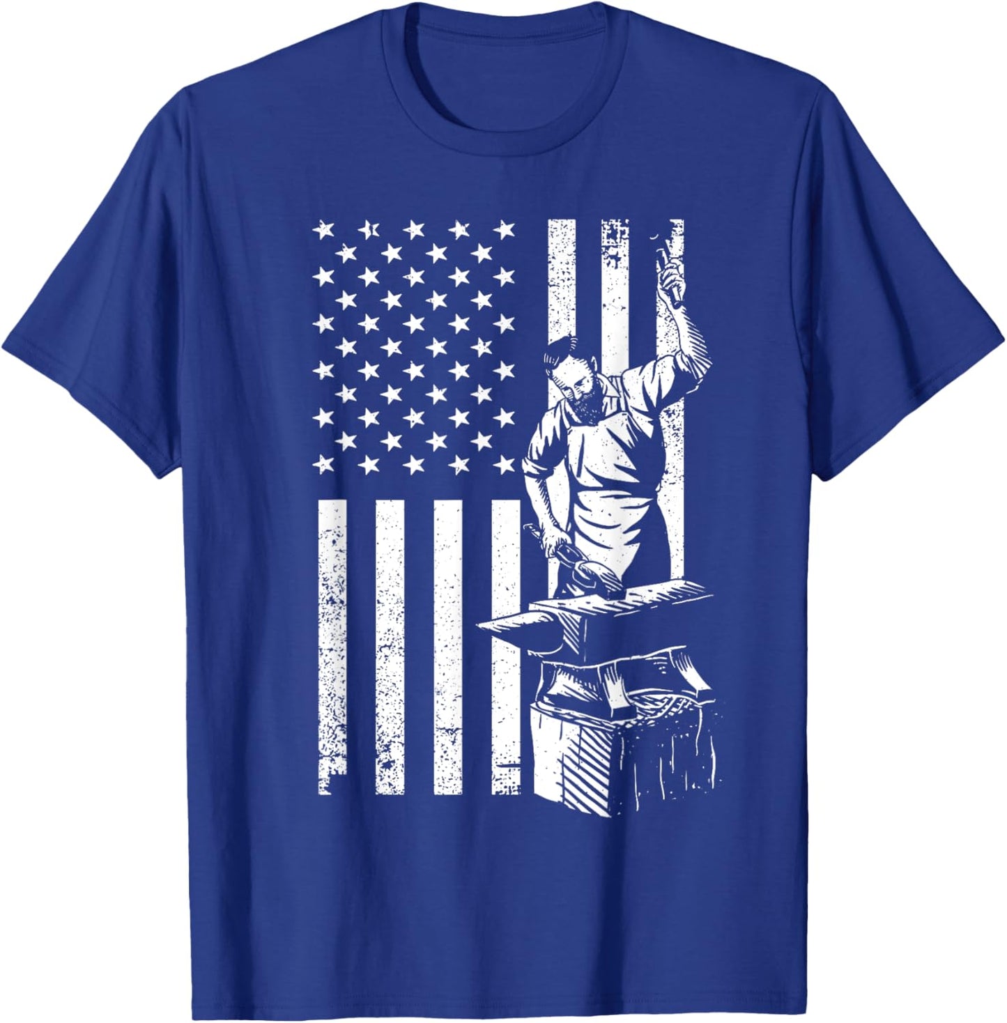 Cool US Flag Blacksmith Art Women Blacksmith Forging T-Shirt - T-Shirt | Royal
