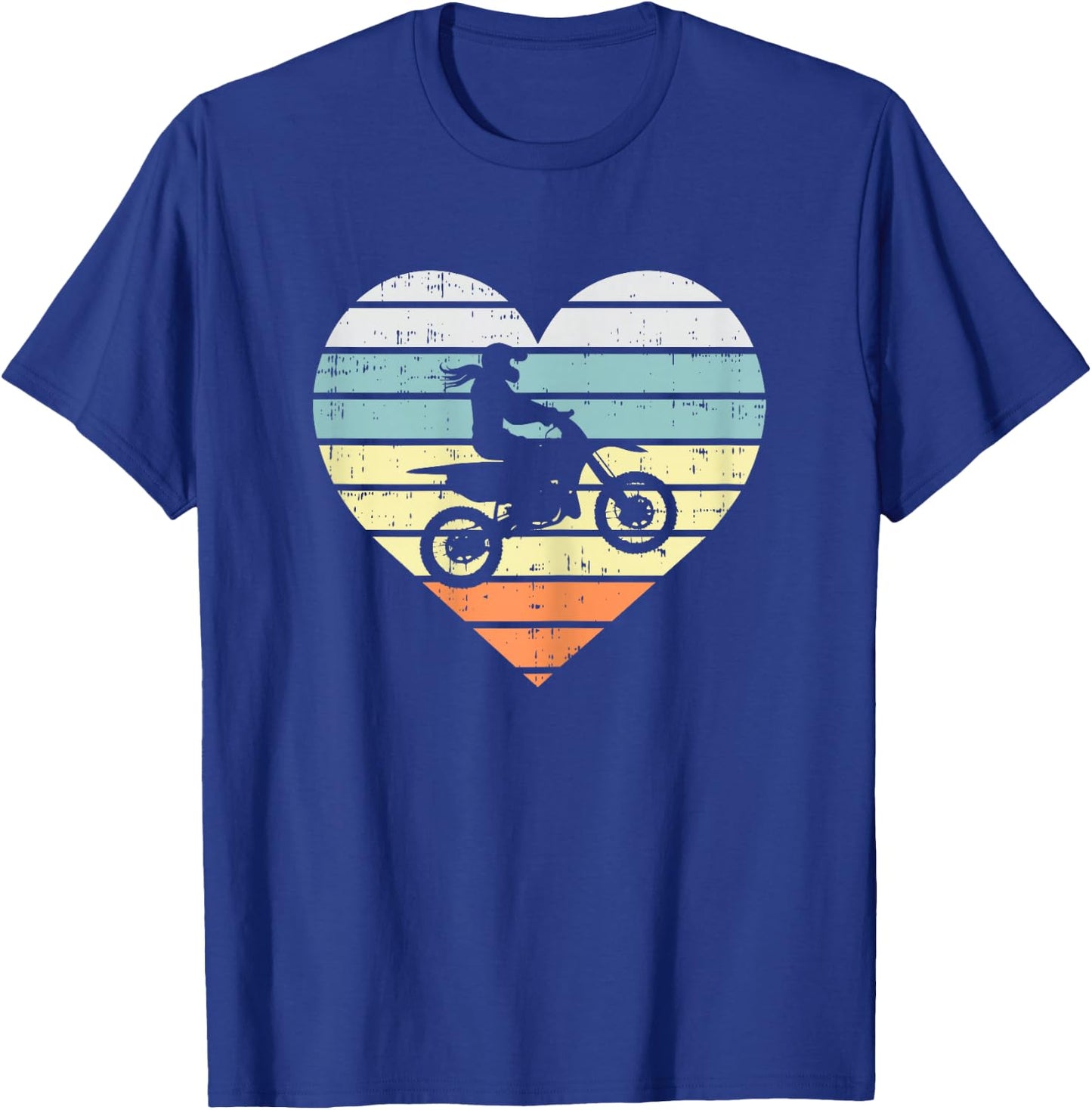 Dirt Biker Girl Heart Retro Motocross Racing Riding Gift T-Shirt - T-Shirt | Royal
