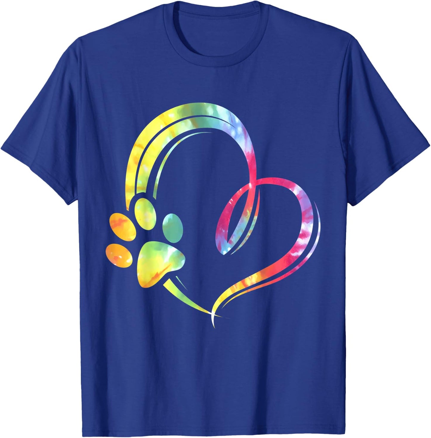 Watercolored Paw and Heart Design Dog Lover Women T-Shirt - T-Shirt | Royal