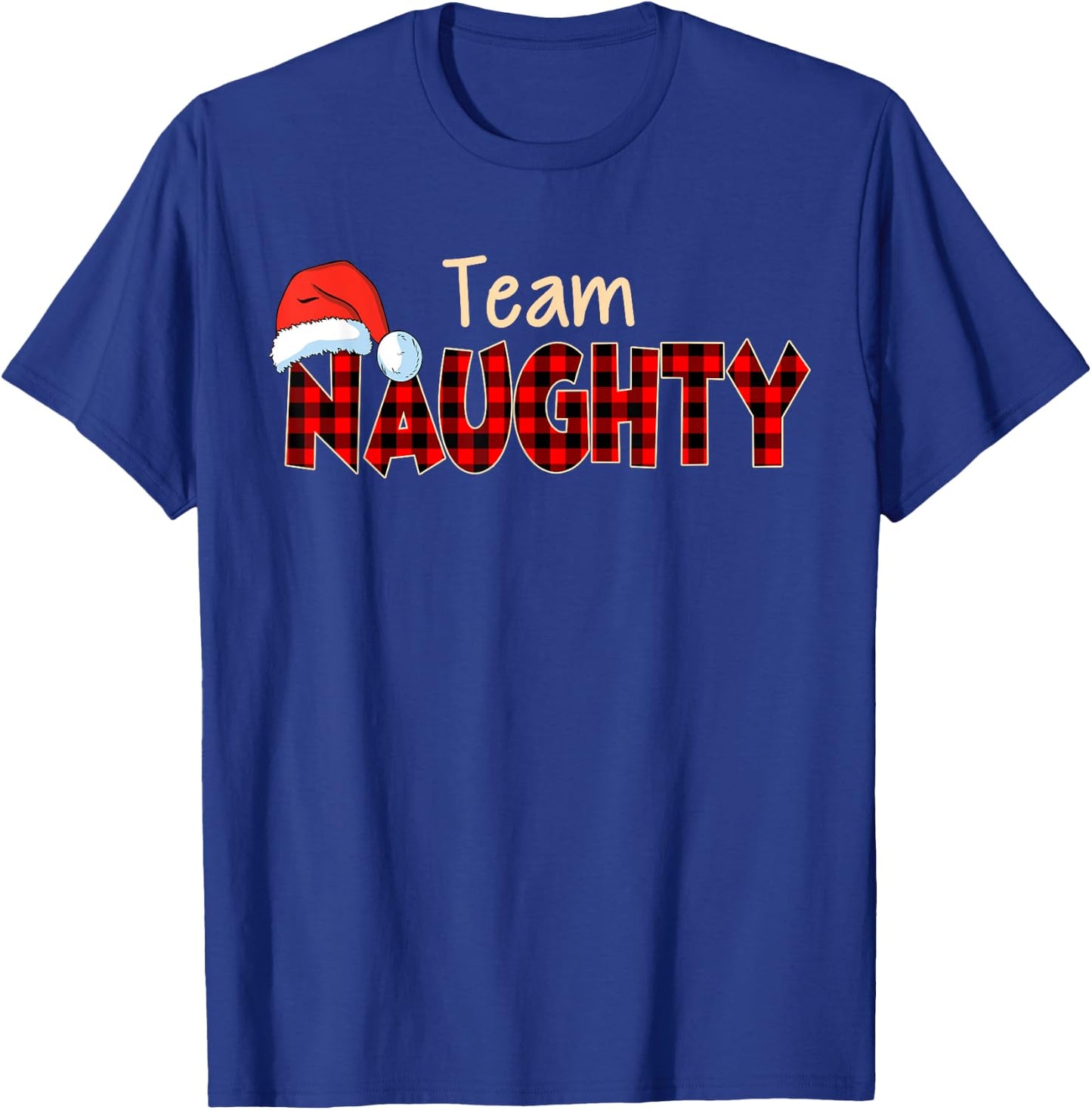 Naughty or Nice Christmas Team Naughty Buffalo Red Plaid T-Shirt - T-Shirt | Royal
