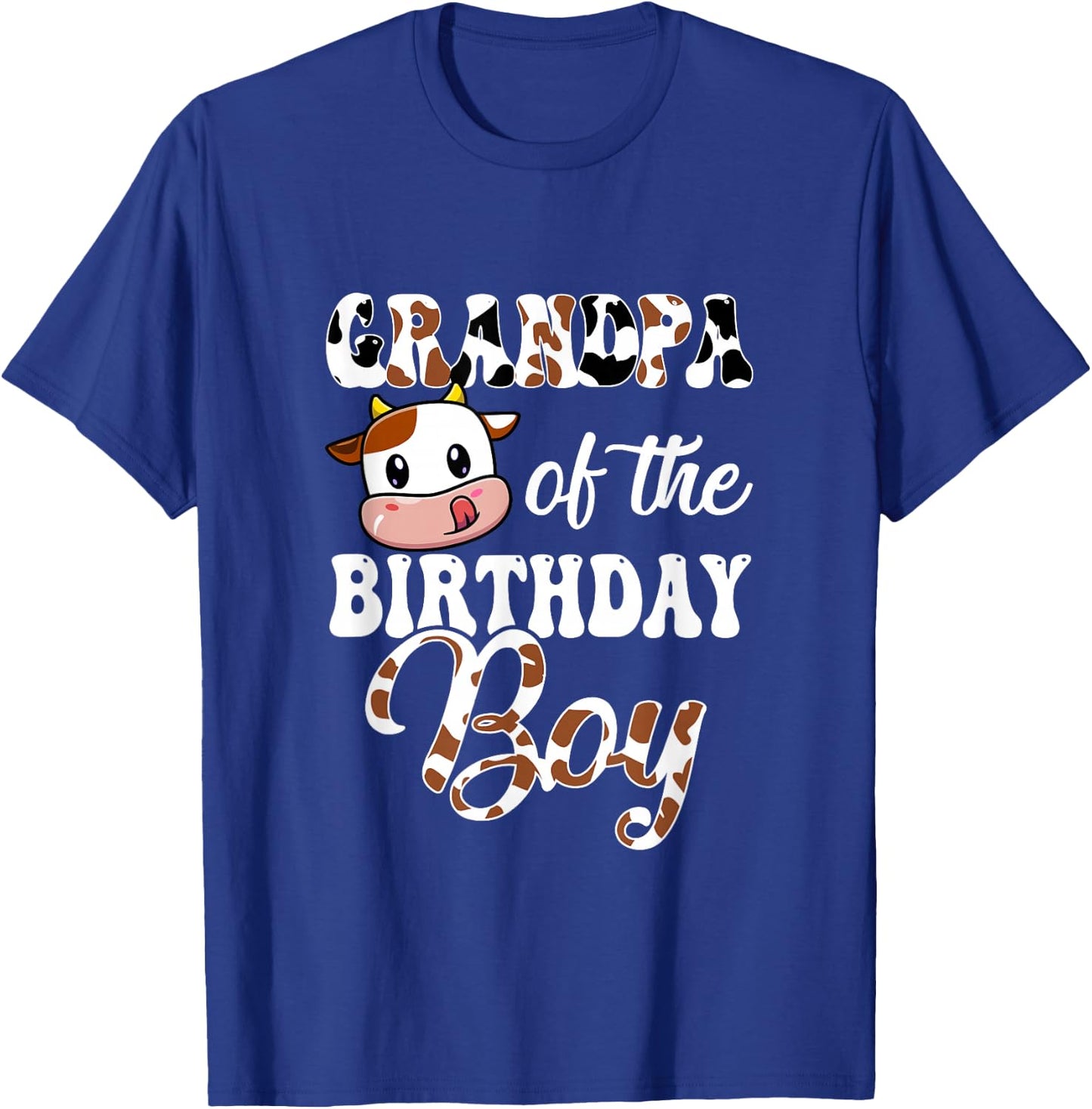 Grandpa Of The Birthday Boy Cow Farm 1St Birthday Boy T-Shirt - T-Shirt | Royal