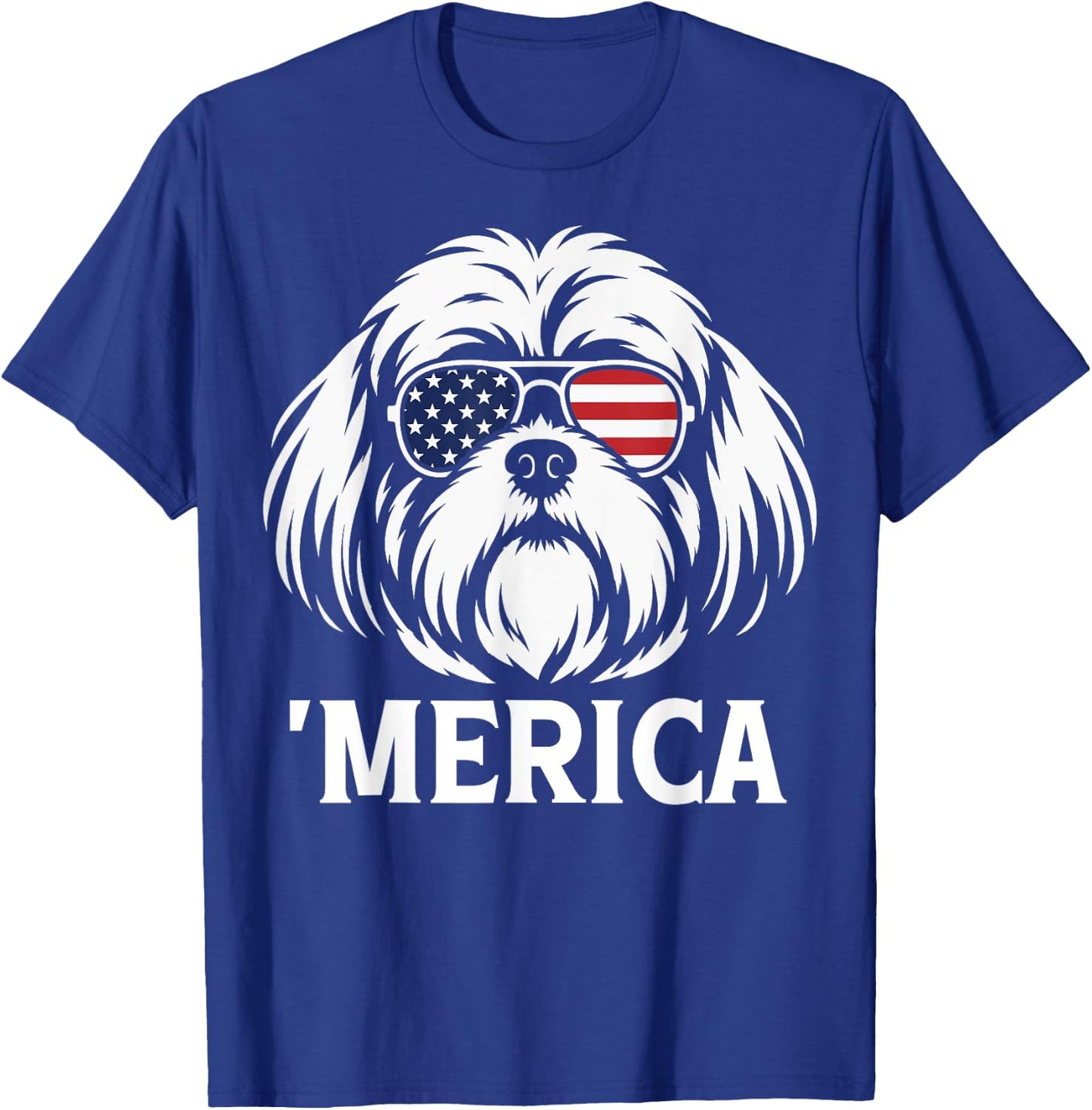 Patriotic Shih Tzu Dog 'Merica American Flag USA 4th of July T-Shirt - T-Shirt | Royal