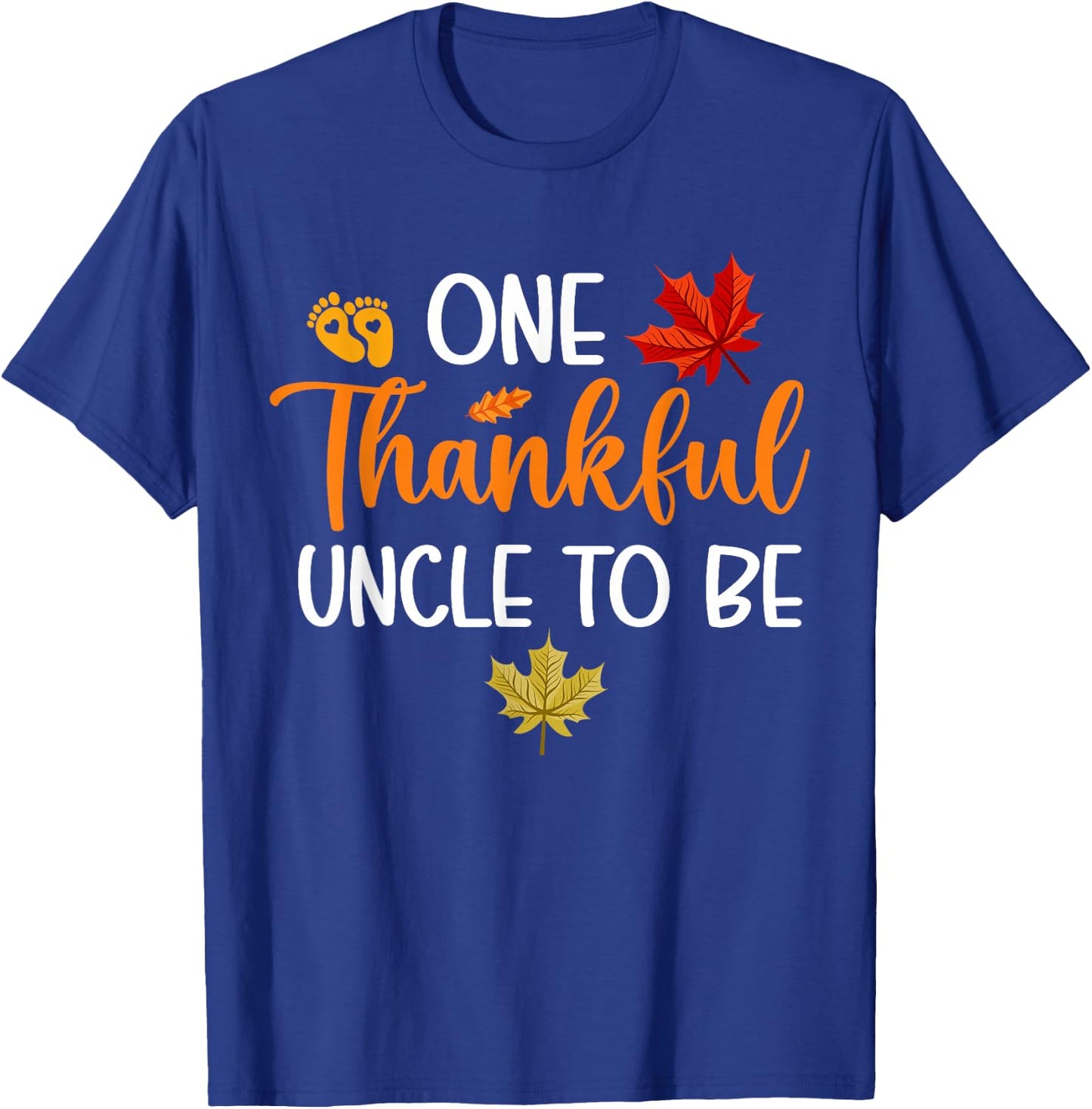 Thanksgiving Pregnancy Announcement Family Outfits One Thankful Uncle To Be Black Women's Small Modern Classic Thanksgiving Letter Print T-Shirt - T-Shirt | Royal