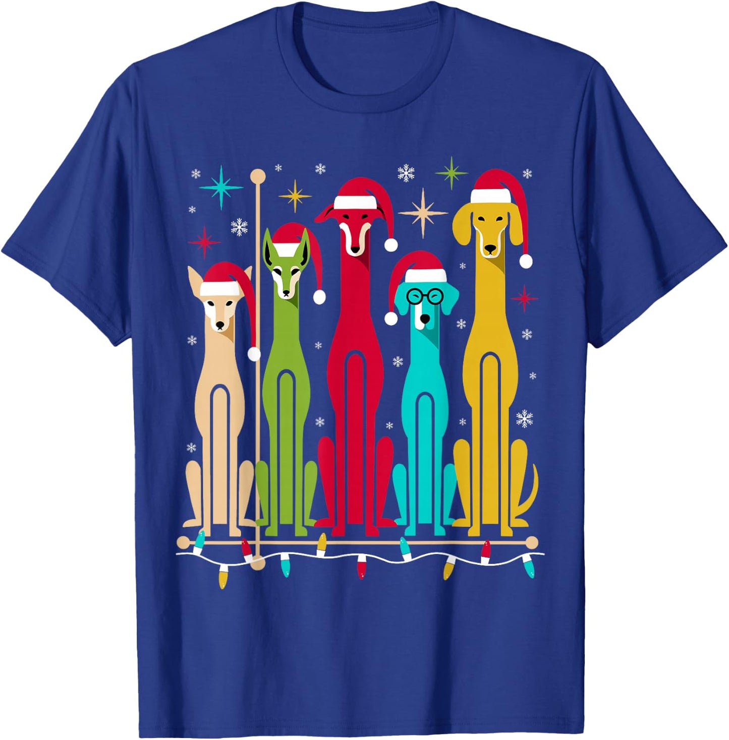Retro Mid-Century Modern Dogs 50s 60s Style Christmas T-Shirt - T-Shirt | Royal